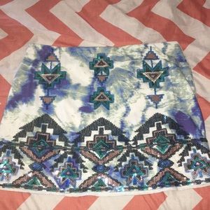 Blue and Rose Gold Sequin Mini Skirt